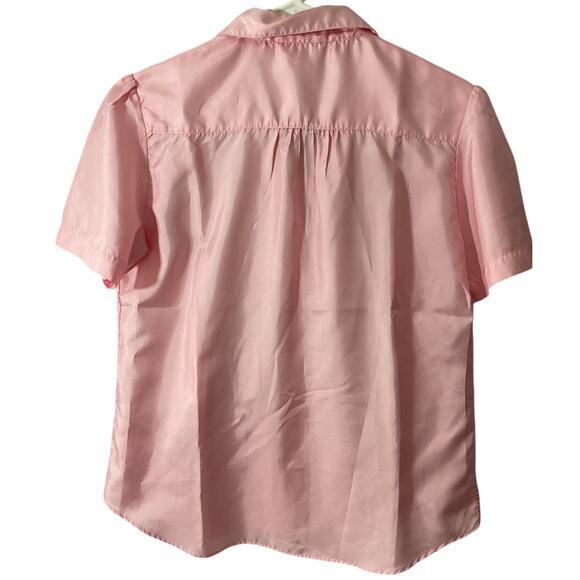 Vintage 70’s Stuart Lang Pink Blouse SS Top Size 6 Polyester - Picture 2 of 6